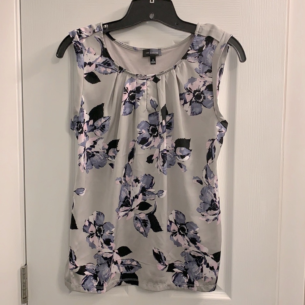 The Limited, Sleeveless Top, XS, Floral (front) w/plain color (back)